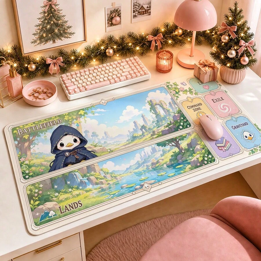1pc Cartoon TCG Game Playmat Desk Mat, Multi-Purpose Makeup Nail Art Table Pad, Large Non Slip Desktop Protector S/M/L/XL - View 1