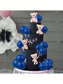 50pcs Cake Decorating Balloon Cake Toppers, Suitable For Wedding, Engagement, Baby Shower, Birthday Party Cake Decorations, Royal Blue Graduation Decor - Blue - View 6