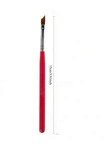 1pc French Angled Nail Art Brush, Red Handle, Crescent-Shaped Nail Painting Pen, Nail Art DIY Design Tool - Red - View 5