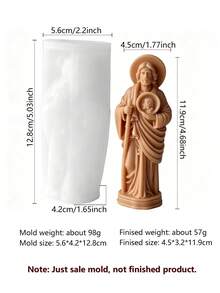 Virgin Mary Holding Baby & Saint Icon 3D Silicone Mold, Easy To Demold, For Making Scented Candles, Plaster Figurines, Resin Decor, Home Decoration, Handmade DIY Crafts - Human Figure Mold - View 6