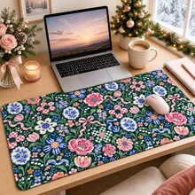 1pc Dark Green Vintage Floral Bow Desk Mat, Multi-Purpose Makeup Nail Art Table Pad, Large Non Slip Desktop Protector S/M/L/XL - View 9