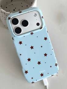 New Pink Star Pattern Phone Case, Compatible With IPhone 18 Pro Max 18 Pro 17 Pro Max 17 Pro 16 Pro 16 15 Pro Max 13 14 12 Pro 14 15 16 Plus 17 13 15 16 11, Cute Y2K Aesthetic Shockproof Protective Cover - Blue - View 2