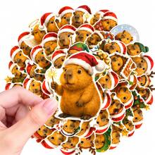 50Pcs Christmas Holiday Capybara Stickers, Cute Xmas Capybara Character Decals, Waterproof Decor Stickers For Crafts, Journaling, Phone Case - Multicolor - View 2
