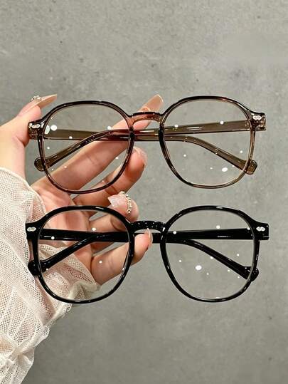 1 par/2 pares de gafas decorativas cuadradas marrones, lentes transparentes, material TR, moda callejera para mujeres, adecuadas para uso diario y salidas sociales
