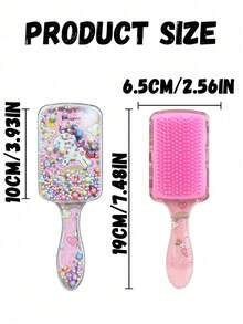 7pcs/1set Kids Cute Cartoon Square Comb & Spray Bottle Set, Cartoon Eiffel Tower Print Anti-Static Plastic Comb, Portable Pattern Hair Pin, High-Pressure Mist Spray Bottle, Suitable For Children, Normal Hair, Durable ABS Handle, Cute Square Design, Hair Styling Tool Set - Multicolor - View 3