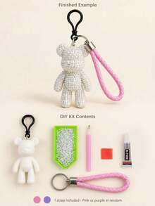 1pc DIY Rhinestone Bear Pendant Handmade Kit, Shiny Crystal Bead Bear Pendant With Wrist Strap, Handmade Bag Charm Keychain Accessory, Suitable For DIY Crafts, Birthday Gifts, Holiday Gifts, Party Favors And Travel - Multiple Styles - View 16