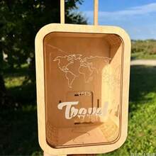 1pc Wooden Suitcase Coin Bank Adventure Travel Home Decor Box Savings Jar Birthday Gift - View 3