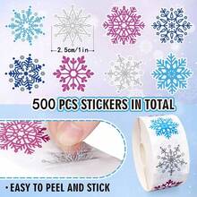 3pcs/Set (3 Rolls) Transparent Snowflake Pattern Christmas Snowflake Roll Stickers, Gift Wrapping DIY Self-Adhesive Labels, Christmas Holiday Atmosphere Winter Festival Gift Packaging Decoration Seal Stickers - Multicolor - View 13