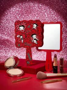 Betty Boop X POKOJA LAND 1pc Cartoon Handheld Mirror, Portable Square Design With Handle, High-Definition Reflection, Perfect For Makeup Touchups, Bathroom, Vanity, Bedroom, Travel, A Fun Birthday Or Christmas Gift For Women, Girls, Family And Friends - one-size - View 1