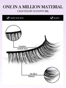 10 Pairs Natural Cat Eye Eyelashes, Thin 8D Cluster False Eyelashes, Short Length, Curly, 3D Dense Reusable Eyelash Clusters, False Eyelashes, Eyelashes - Black - View 5