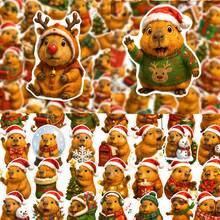 50Pcs Christmas Holiday Capybara Stickers, Cute Xmas Capybara Character Decals, Waterproof Decor Stickers For Crafts, Journaling, Phone Case - Multicolor - View 3