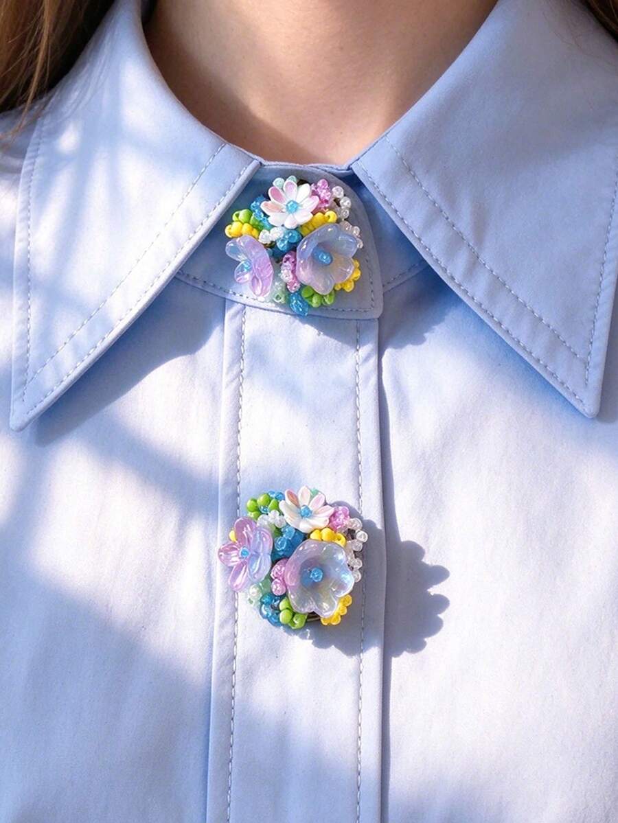 1pc/2pcs Elegant Heart-Shaped Button Cover, Shirt Button Cover Clip-On Button Cover Fashion Crystal Cufflink Cover - Multicolor - View 1
