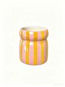 1pc Hand-Painted Striped Ceramic Makeup Box, Brush, Pen And Comb Storage Rack, Kitchen Utensil Holder For Living Room/Bedroom, Desktop Decor, Holiday Gift For Family And Friends, Aesthetic Home - View 12