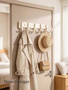 White Curved Multi-Hook Wall Mount Rack, Wall Mounted Clothing Hanging Hooks For Coats Hats Bags Scarves, Space Saving Entryway Organizer, Heavy Duty Indoor Bedroom Hallway Mudroom Storage Accessory For Clothes, Wall Hooks For Entryway - Multicolor - View 4