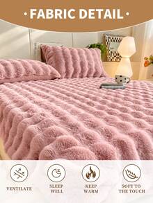 1pc Flannel Bubble Fitted Sheet, Light Pink Bedding, Dorm Bedding, Mattress Protector, Bed Cover, Back To School, Deep Pocket, Sheet Only, Pillowcase Not Included, Fits Twin/Full/Queen/King Size Bed, Machine Washable, Autumn Decor, Winter Decor - Baby Pink - View 8