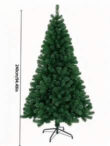 1pc Dense Artificial Christmas Tree, Thick Pine Needle Foliage, Black Metal Base, Undecorated Bare Tree, Festive Decor Ornament, Suitable For Indoor Home And Store Christmas Decoration - Multicolor - View 8