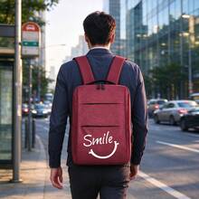 A Business Backpack With Smile Face Print, Unisex Design, Suitable For Campus, Short Trips, Daily Commute And Work, All-Season Large Capacity Compartment For Laptop And Various Learning Supplies - Backpack - View 6