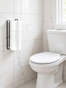 3 Rolls No-Drill Toilet Paper Holder, Luxury Durable Paper Towel Rack, Hanging Space-Saving Bathroom Storage Shelf, Kitchen Cabinet Use, Gift For Homeowners - Multicolor - View 2