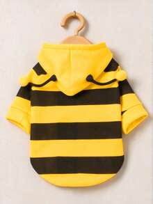 1 buah Baju Hoodie Hewan Peliharaan Motif Lebah, Garis-garis Kuning & Hitam, Kostum Anjing Hangat Musim Gugur/Dingin, Cocok Untuk Anjing dan Kucing Kecil Hingga Sedang - Kuning - View 5
