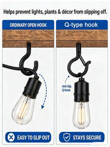 12 Heavy-Duty Adhesive Wall Hanging Hooks, Easy To Install, Multi-Purpose Plant Hanger With Storage Space, Suitable For Kitchen, Bathroom, Bedroom, Outdoor Decoration, Wind Chimes, House Decoration And Accessories,Christmas/Halloween/Room Decor - Black - View 6