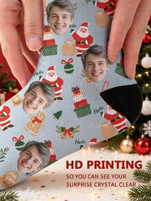 1 Pair Customized Face Photo Christmas Socks For Men, Birthday, Valentine's Day Gift, Halloween Prank Gadget, Colorful Cartoon Print, Combines Personalized And Fun, Suitable For Daily Wear, Home, Commuting - Multicolor - View 5