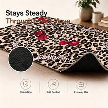 1pc Leopard Print Cherry Gaming Desk Mat, Multi-Purpose Makeup Nail Art Table Pad, Large Non Slip Desktop Protector S/M/L/XL - View 7