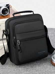 Men's Minimalist Black PU Vertical Handbag Crossbody Bag, Multi-Pocket, Waterproof, Wear-Resistant, Shoulder Bag, Business Commute, Daily Travel, Portable Small Bag - Multicolor - View 5
