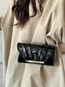 Tas Clutch Berkerut Tren Musim Gugur 2026, Tas Tangan Wanita Selempang Bahu Serbaguna Premium yang Sangat Menarik - Hitam - View 5