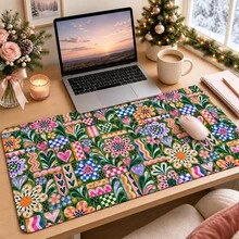 1pc Mediterranean Tile Style Colorful Patchwork Desk Mat, Multi-Purpose Makeup Nail Art Table Pad, Large Non Slip Desktop Protector S/M/L/XL - View 2