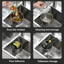 1pc Premium Stainless Steel Sink Strainer Basket - Heavy Duty Rust-Resistant Anti-Clogging Perforated Drain Basket, Fits Most Sinks - Easy Clean Kitchen Vegetable, Fruit And Food Debris Filter - Modern Kitchen Accessory, Metallic Gloss Finish, Rust-Proof Material - Thickened Stainless Steel [1 Pack] Hanging Drain Basket - View 7
