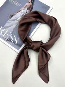 A Monochrome Square Scarf, Comfortable, Elegant, Unique, Classic, New For Spring And Autumn, Versatile, Beautiful, Daily, Comfortable - Rust - View 4