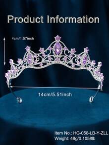 Queen Crown & Headpiece, Princess Crown, Suitable For Women & Girls, Crystal Headband, Suitable For Bride & Princess Style, Suitable For Wedding & Party All Seasons, Wedding Decoration, Valentine's Day Accessory - 4225 Silver Purple - View 2