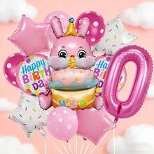 Pink Rabbit Balloon Set, Includes Rabbit Foil Balloon, Rose Red Number Foil Balloon, Star Foil Balloon And Printed Latex Balloon, Suitable As A Surprise Gift For Son Or Daughter, Also Suitable For Rabbit Theme Birthday Party Decoration - View 3