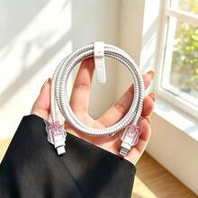 Juego de protección de cargador y cable de Apple con diseño de flor grande, protector de cable de carga Apple 18-20W duradero, organizador de cables anti-rotura - Multicolor - Ver 4