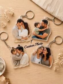 1pc Custom Shaped Photo Keychain, Personalized Acrylic Photo Keychain, Unique Keychain, Customizable, Custom Silhouette Keychain, Small Gift, Fashionable Minimalist, Unique Personalized Custom Gift, Perfect Gift For Birthday, Anniversary, Valentine's Day, Christmas - Multicolor - View 2