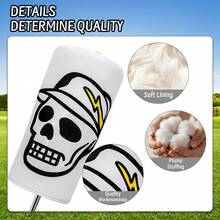 1PC Golf Driver Head Cover, Made Of PU Material, Decorated With Cool Embroidery Of Skull Wearing Cap And Yellow Lightning. Built-In Soft Inner Lining Shields Your Club From Scratches And Bumps. Edgy Stylish Golf Accessory For Golf Lovers. - Multicolor - View 4