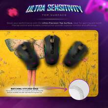 Surreal Moth Head Figure Extended Mouse Pads, Yellow Wildflower Garden And Butterfly Print, Smooth Fabric Surface Desk Mats For Computer, Keyboard, Creative Studio And Home Office, 3 Sizes Available - View 3