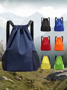 A Neutral Color Soft-Shell Fitness Backpack With Mesh Pockets, Adjustable Shoulder Straps And Checkered/Strap-Locking Closure, Is Perfect For Outdoor Activities And Travel. - Multicolor - View 2