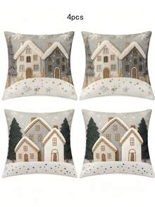 2pcs Christmas Pillow Covers, Nordic Style 45*45cm Peach Skin Velvet Decorative Pillowcases, Christmas Holiday Party Pillow Covers (Pillow Insert Not Included) - 1 YEAR - View 10