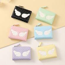 Wrist Wallet, Sweet Angel Wings Polka Dot Bi-Fold PU Wallet, Multiple Card Slots ID Window Zipper Coin Pocket, Portable Fashion Daily Wallet - Multicolor - View 7