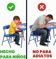 Mesa Plegable para Niños, Mesa Infantil, Mesita para Niños, Escritorio Infantil, Mesa y Sillas para Niños, Mesa Infantil con Sillas, Mesa para Niños con Sillas, Mesa con Sillas para Niños, Mesa Niños con Sillas, Furniture, Set de Mesa Infantil Plegable y 4 Sillas Infantiles Plegables, Conjunto Multicolor para Guar - Azul - Ver 9