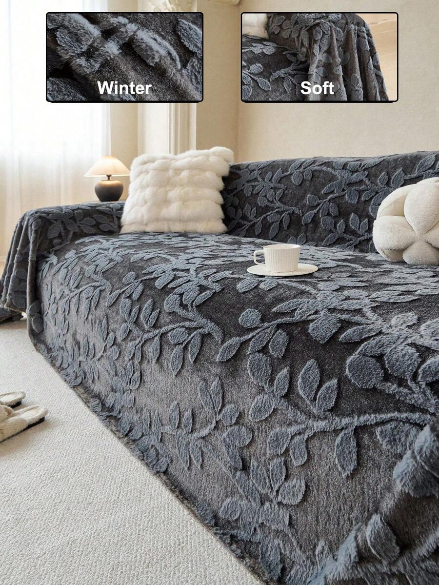 1pc High Weight Faux Rabbit Fur Sofa Cover, Bohemian Style Sofa Slipcover, Old Sofa Renovation Holiday Decor, Non-Fading Sofa Protection Blanket, One-Piece Sofa Cover Blanket