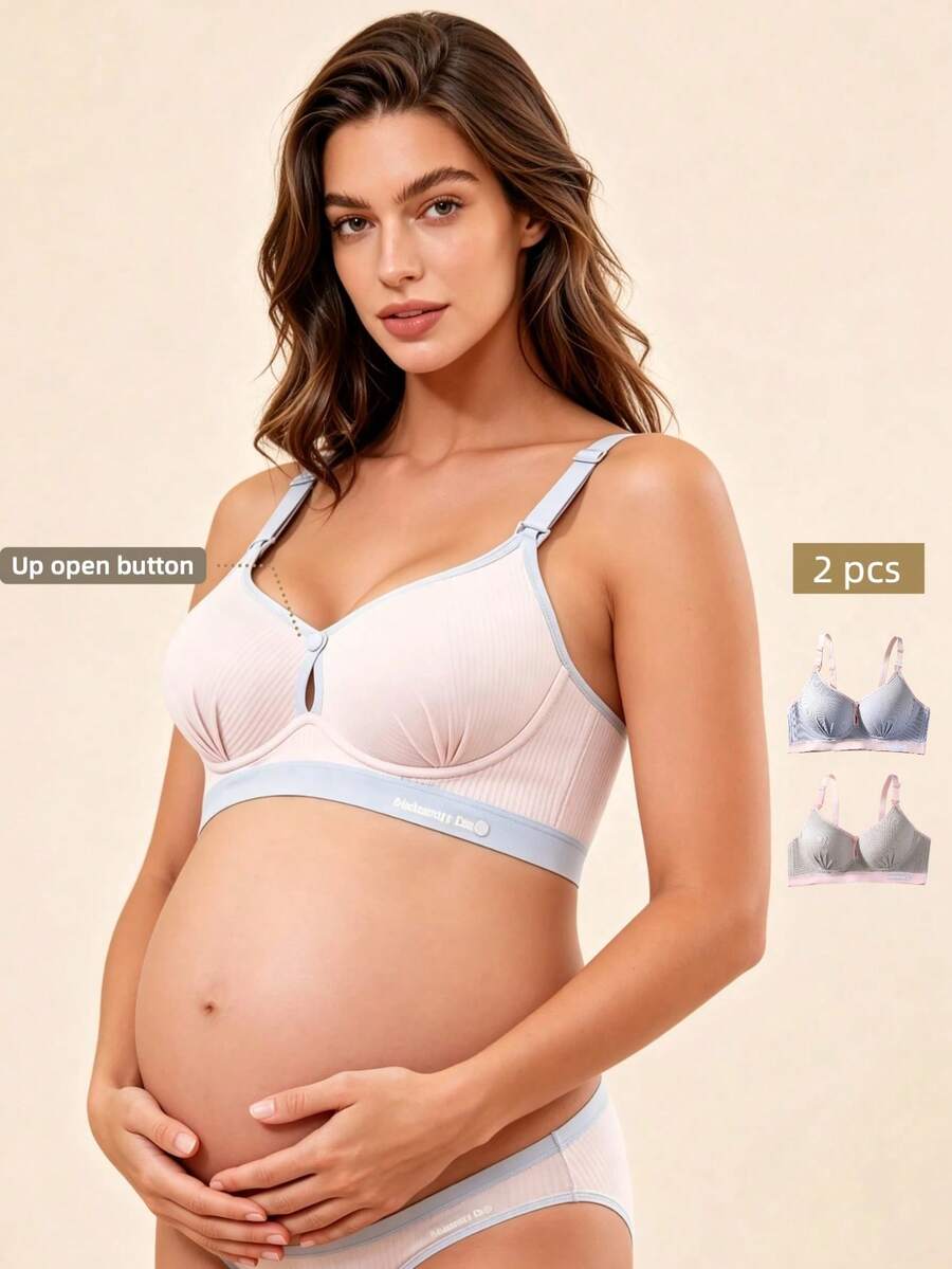 Hart & Haze 2Pcs Wireless Maternity Nursing Bra, Front Closure, Anti-Sagging, XS-L Daily Wear, Halloween Gift