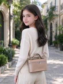 1pc Kids Mini Handbag, Detachable Shoulder Strap Crossbody Small Square Bag, Daily One Shoulder Carry Bag, Simple Small Bag, Suitable For Girls/Girl/Students/Young People, Applicable For Daily, Shopping, Outings - Multicolor - View 6