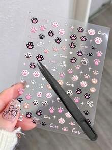 1Set, Nail Art Sticker, Cat Paw Pattern, Ins Sweet Style, For Nail Surface Decoration - Cat Paw Stickers - View 8