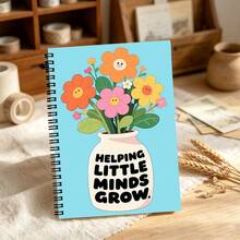 1pc A5 Floral Pattern Cover Spiral Notebook Diary, Perfect For School And Office Use, Great Gift For Friends, Colleagues, Boyfriend/Girlfriend, Back To School Supplies - Floral Series - View 1