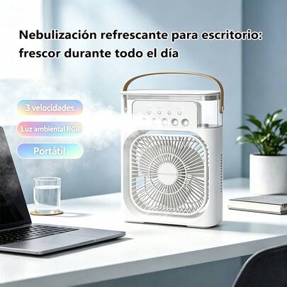 Enfriador Portátil de Mesa Arctic con 3 Velocidades, Vaporizador de Agua y Tanque, Luz LED Multicolor