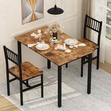 Desayunador, Desayunador 2 Personas, Comedor Pequeño, Comedores Pequeños, Juego Mesa Comedor Sillas, Juego de Mesa de Comedor para 2 Personas, Juego de Mesa de Cocina de 3 Piezas, Mesa de Desayuno con 2 Sillas de Madera, para Espacios Reducidos y Departamentos - Marrón - Ver 6