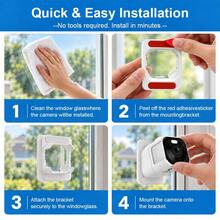 WiFi Smart Window Sticker Camera, Home No-Drill Monitoring Camera, 1080P HD Night Vision, Two-Way Audio, Mobile Remote Human Detection, Indoor Security Camera - White - View 9