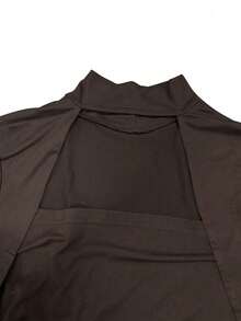 Sexy Hollow Chest Fitted Curve Women's Top, Autumn/Winter New Style, Party/Daily/Commute - Brown - View 6